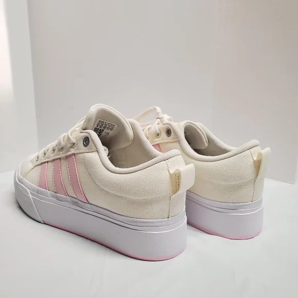 adidas Women's Cream and Pink Platform Sneakers - Picture 3 of 5
